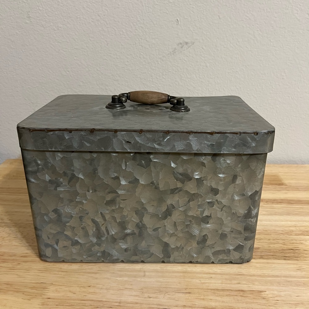 Galvanized metal storage box